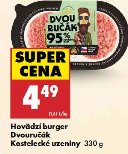 Kostelecké uzeniny hovädzí burger Dvouručák