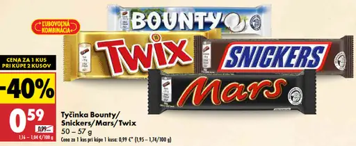 Twix / Bounty / Mars / Snickers tyčinka