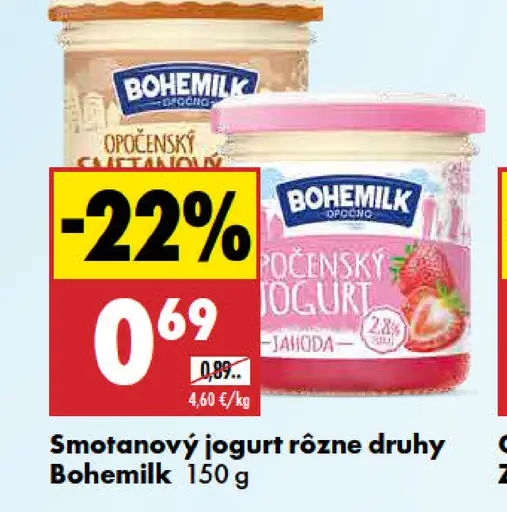 Bohemilk Smotanový jogurt rôzne druhy