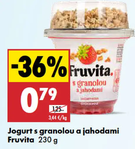 Fruvita jogurt s granolou a jahodami