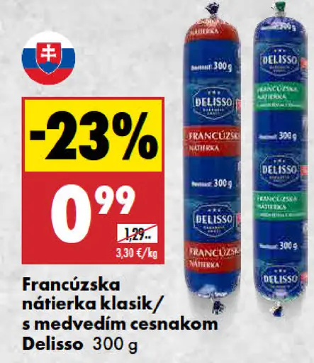 Delisso francúzska nátierka klasik alebo s medvedím cesnakom