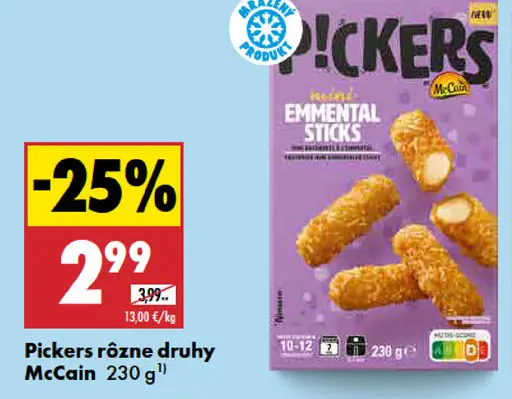 McCain Pickers mrazené syrové snacky rôzne druhy
