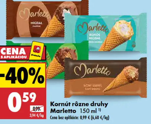 Marletto Kornút rôzne druhy