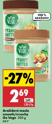 Go Vege Arašidové maslo smooth/crunchy