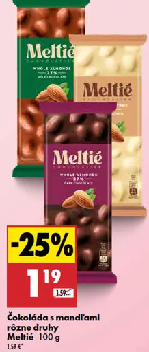 Meltíe čokoláda s mandľami rôzne druhy