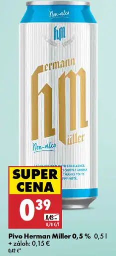 Herman Miller 0,5 % nealkoholické pivo plechovka