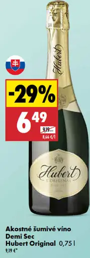 Hubert Original Akostné šumivé víno Demi Sec