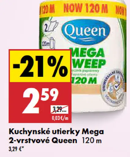 Queen Kuchynské utierky 2-vrstvové Mega