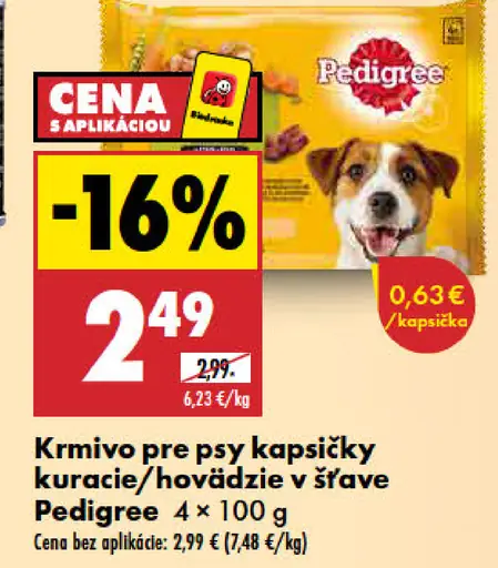 Pedigree Krmivo pre psy kapsičky kuracie/hovädzie v šťave