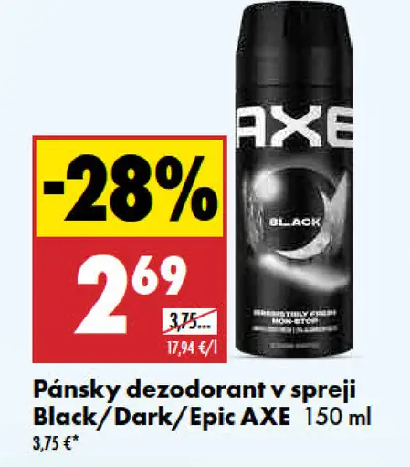 Axe dezodorant v spreji Black / Dark / Epic