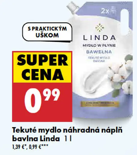 Linda tekuté mydlo náhradná náplň bavlna