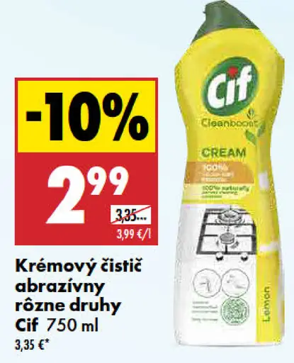 Cif krémový čistič abrazívny rôzne druhy