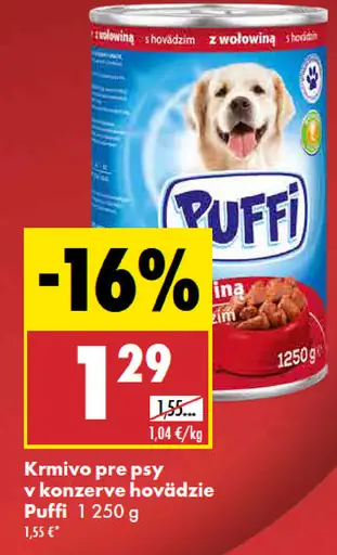 Puffi krmivo pre psy v konzerve hovädzie/kuracie