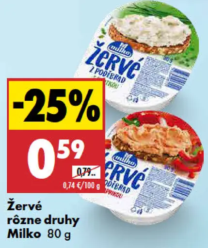 Milko Žervé rôzne druhy