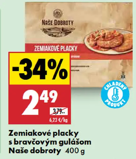 Naše Dobroty Zemiakové placky s bravčovým guľášom