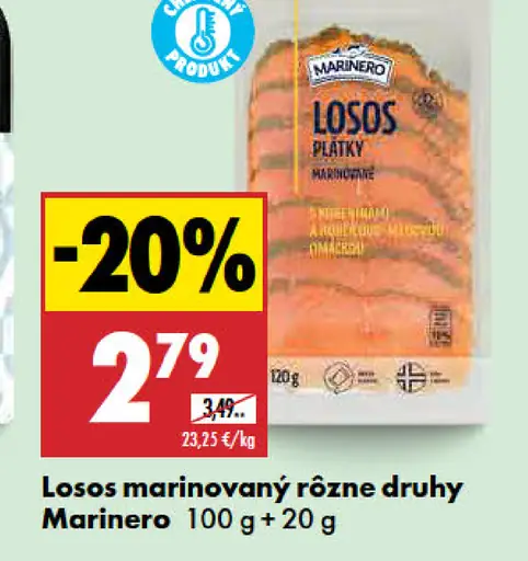 Marinero losos marinovaný plátky rôzne druhy