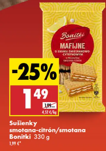 Bonitki sušienky smotana-citrón, smotana