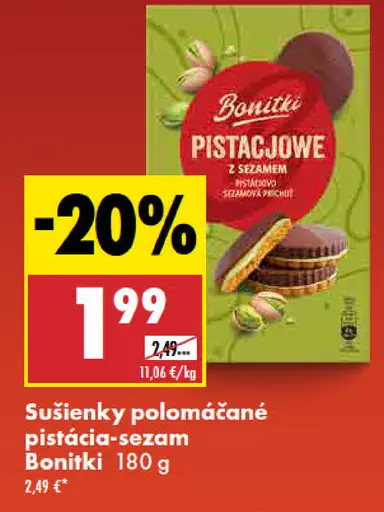Bonitki sušienky polomáčané pistácia sezam