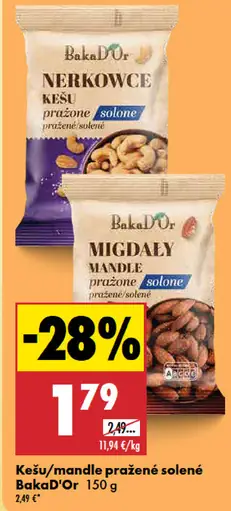 BakaD’Or pražené kešu alebo mandle solené