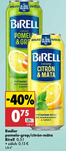 Birell pomelo-grep radler nealko plechovka