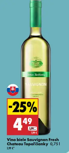 Chateau Topoľčianky Sauvignon Fresh víno biele