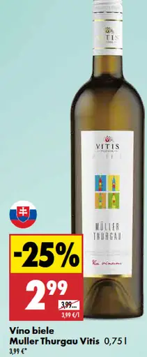 Vitis Müller Thurgau víno biele
