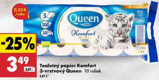 Queen Komfort toaletný papier 3-vrstvový