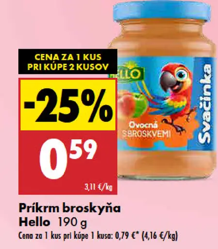 Hello ovocný príkrm broskyňa