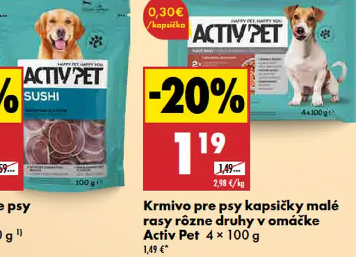 Activ Pet krmivo pre psy kapsičky malé rasy rôzne druhy v omáčke