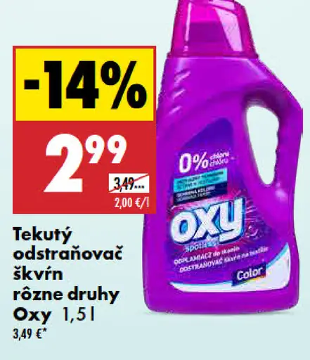 OXY Tekutý odstraňovač škvŕn rôzne druhy