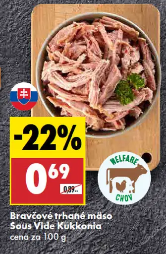 Kukkonia bravčové trhané mäso sous vide