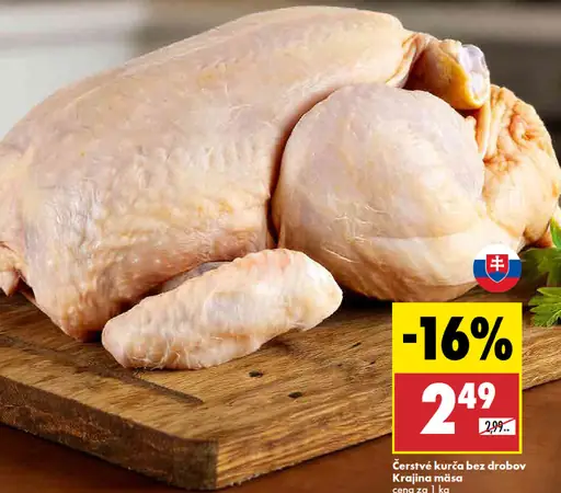 Krajina mäsa čerstvé kurča bez drobov