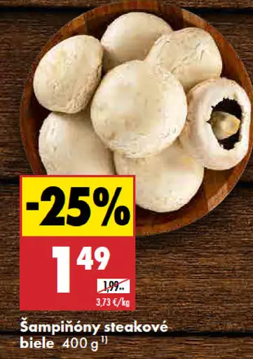 Šampiňóny steakové biele