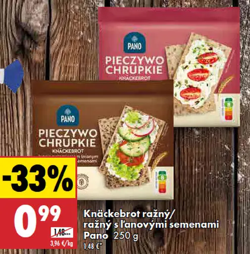 Pano Knäckebrot ražný/ražný s ľanovými semienami
