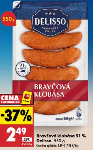Delisso Bravčová klobása 91%