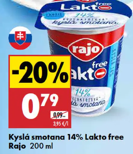 Rajo kyslá smotana 14% Lakto free