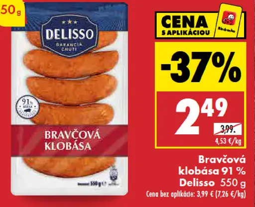 Delisso Bravčová klobása 91%