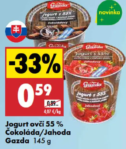 Gazda jogurt ovčí 5,5 % čokoláda / jahoda
