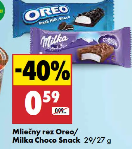 Oreo Fresh Milk Snack / Milka Choco Snack mliečny rez
