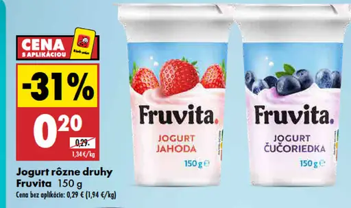 Fruvita jogurt jahoda / jogurt čučoriedka