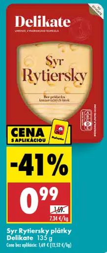 Delikate syr Rytier sky plátky