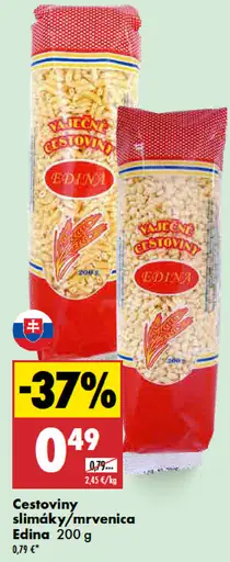 Edina cestoviny slimáky / mrvenica
