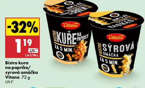 Vitana Bistro hotové jedlo kura na paprike alebo syrová omáčka