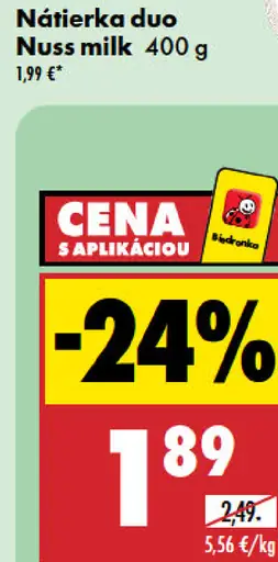 Nuss milk nátierka duo lieskovooriešková a mliečna