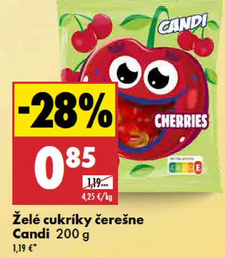 Candi Želé cukríky pelendreky jahoda