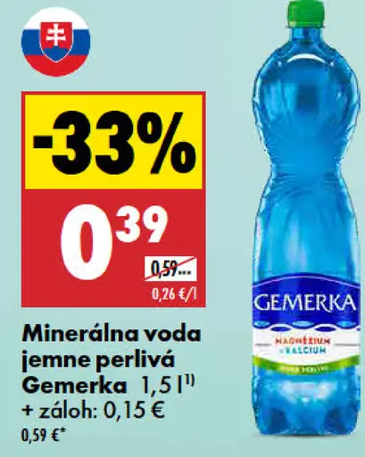 Gemerka Minerálna voda jemne perlivá