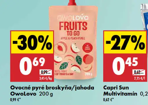 Owolovo ovocné pyré broskyňa/jahoda