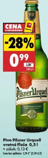Pilsner Urquell pivo fľaša