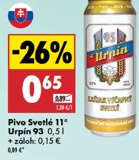 Urpín 93 Pivo svetlé plechovka
