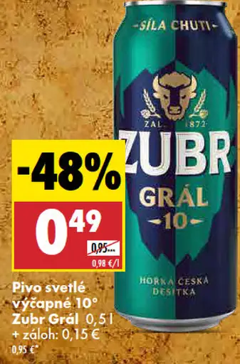 Zubr Grál svetlé výčapné 10° plechovka